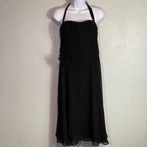VNTG Maggy London 100% Silk Halter Black Dress